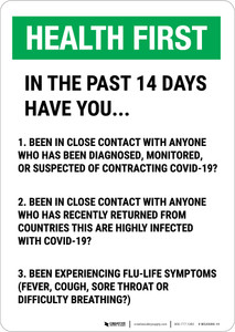 Health First: In The Past 14 Days Covid-19 Portrait - Wall Sign