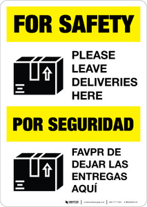 For Safety Leave Deliveries Here Portrait - Wall Sign