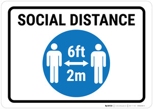 Social Distance Blue Icon Portrait - Wall Sign