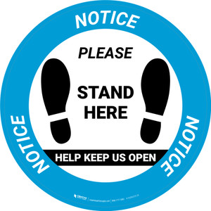 Notice: Social Distancing Please Stand In The Frame Shoe Prints - Circular - Floor Sign