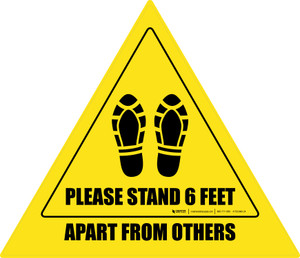Please Stand 6 Feet Apart From Others Shoe Prints Triangle