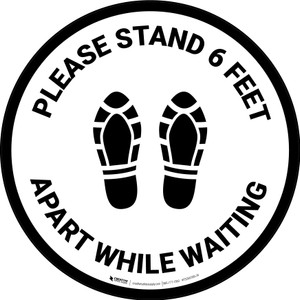 Please Stand 6 Feet Apart While Waiting Shoe Prints - Circular - Floor Sign