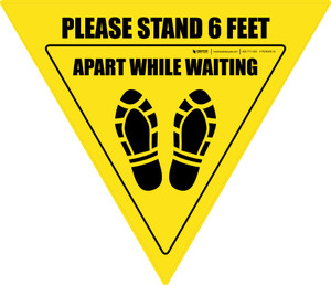 Please Stand 6 Feet Apart While Waiting Shoe Prints Yield