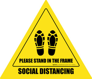 Social Distancing Please Stand In The Frame Shoe Prints Triangle