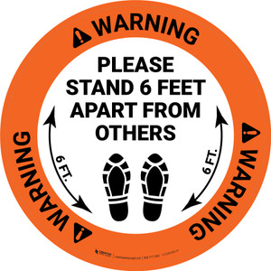 Warning: Please Stand 6 Feet Apart From Others Shoe Prints - Circular - Floor Sign