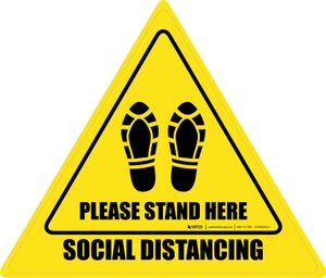 Social Distancing Please Stand Here Shoe Prints Triangle - Floor Sign