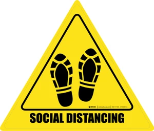Social Distancing Shoe Prints Triangle - Floor Sign