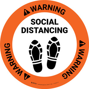Warning: Social Distancing Shoe Prints Circular - Floor Sign