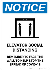 Notice: Elevator Social Distancing - Remember To Face The Wall with Icon Portrait - Wall Sign Notice: Elevator Social Distancing - Remember To Face The Wall with Icon Portrait - Wall Sign