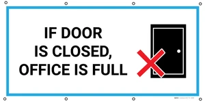 If Door Is Closed Office is Full with Icon - Banner