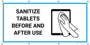 Sanitize Tablets Before And After Use with Icon - Banner