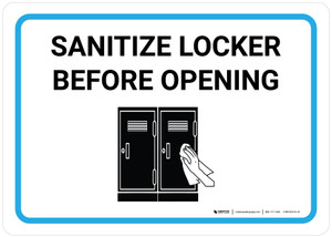 Sanitize Locker Before Opening with Icon Landscape - Wall Sign