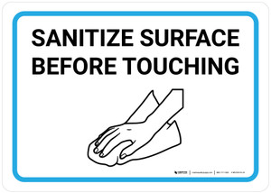 Sanitize Surface Before Touching with Icon Landscape - Wall Sign