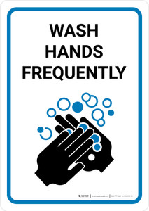 Wash Hands Frequently with Icon Portrait - Wall Sign