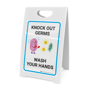 Knock Out Germs Wash Your Hands with Icon - A-Frame Sign