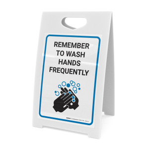 Remember to Wash Hands Frequently with Icon - A-Frame Sign