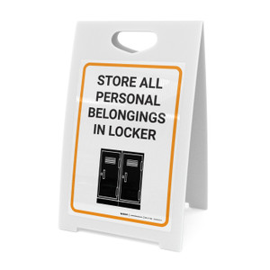 Store All Personal Belongings In Locker with Icon - A-Frame Sign