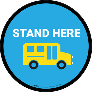 Stand Here Bus Icon Circle - Floor Sign