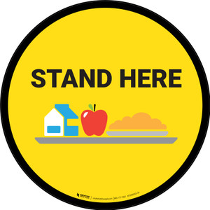Stand Here Lunch Icon Circle - Floor Sign