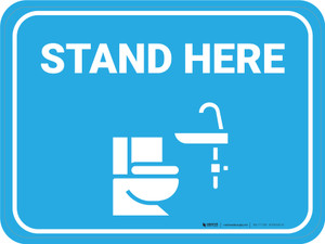 Stand Here Bathroom Icon Rectangle - Floor Sign