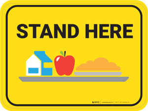 Stand Here Lunch Icon Rectangle - Floor Sign