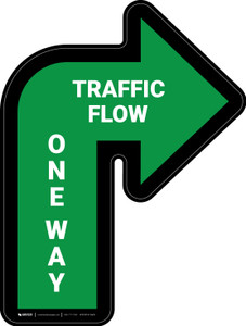 Traffic Flow One Way Arrow Green (Right) - Floor Sign
