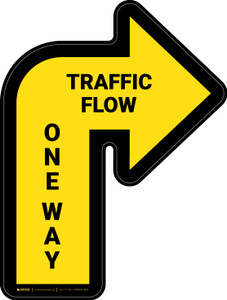 Traffic Flow One Way Arrow Yellow (Right) - Floor Sign