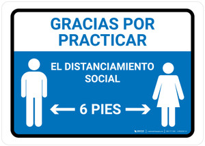 Gracias Por Practicar El Distanciamiento Social Spanish with Icon Blue Landscape - Wall Sign
