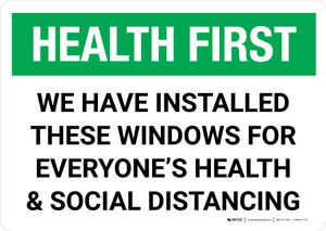 Health First: We Have Installed Windows For Social Distancing Landscape - Wall Sign