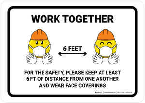 Work Together with Emojis Landscape - Wall Sign
