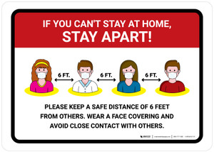 If You Can't Stay At Home Stay Apart with Icons Landscape - Wall Sign