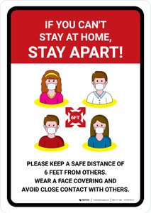 If You Can't Stay At Home Stay Apart with Icons Portrait - Wall Sign