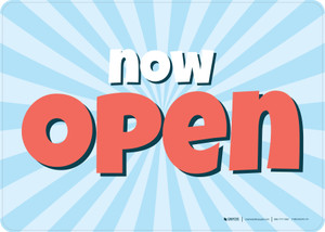 Now Open Retro Blue/Red Landscape - Wall Sign