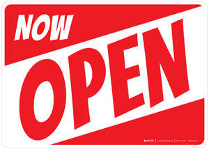Now Open White/Red Landscape - Wall Sign