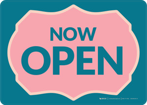 Now Open with Frame Blue/Pink Landscape - Wall Sign