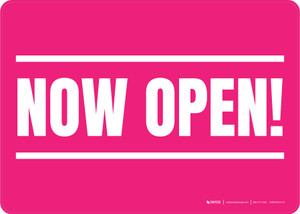 Now Open! Pink/White Landscape - Wall Sign