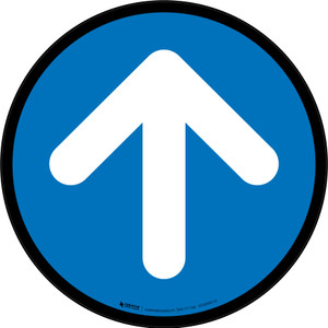 Up Arrow Blue Circular - Floor Sign