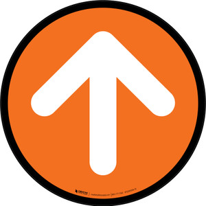 Up Arrow Orange Circular - Floor Sign