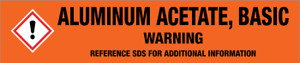 Aluminum Acetate, Basic [CAS# 142-03-0] - GHS Pipe Marking Label