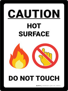 Caution Hot Surface Do Not Touch with Emojis Portrait - Wall Sign