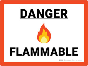 Danger Flammable with Emoji Red Landscape - Wall Sign