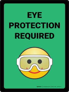Eye Protection Required with Emoji Green Portrait - Wall Sign