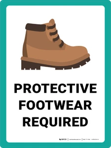 Protective Footwear Required with Emoji Portrait - Wall Sign