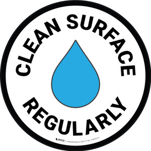 Clean Surface Regularly with Emoji Circular - Floor Sign