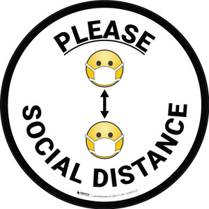 Please Social Distance Multiple Emojis - Floor Sign