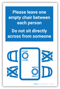 Please Leave One Empty Chair Between Each Person - Label