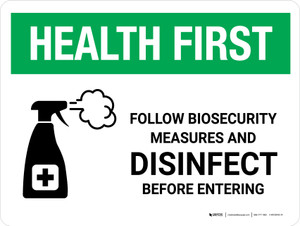 Health First: Follow Biosecurity Measures with Icon Landscape - Wall Sign