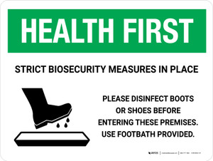 Health First: Strict Biosecurity Measures In Place with Icon Landscape - Wall Sign