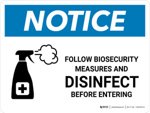 Notice: Follow Biosecurity Measures with Icon Landscape - Wall Sign
