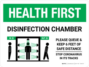 Health First: Disinfection Chamber with Icon Landscape - Wall Sign